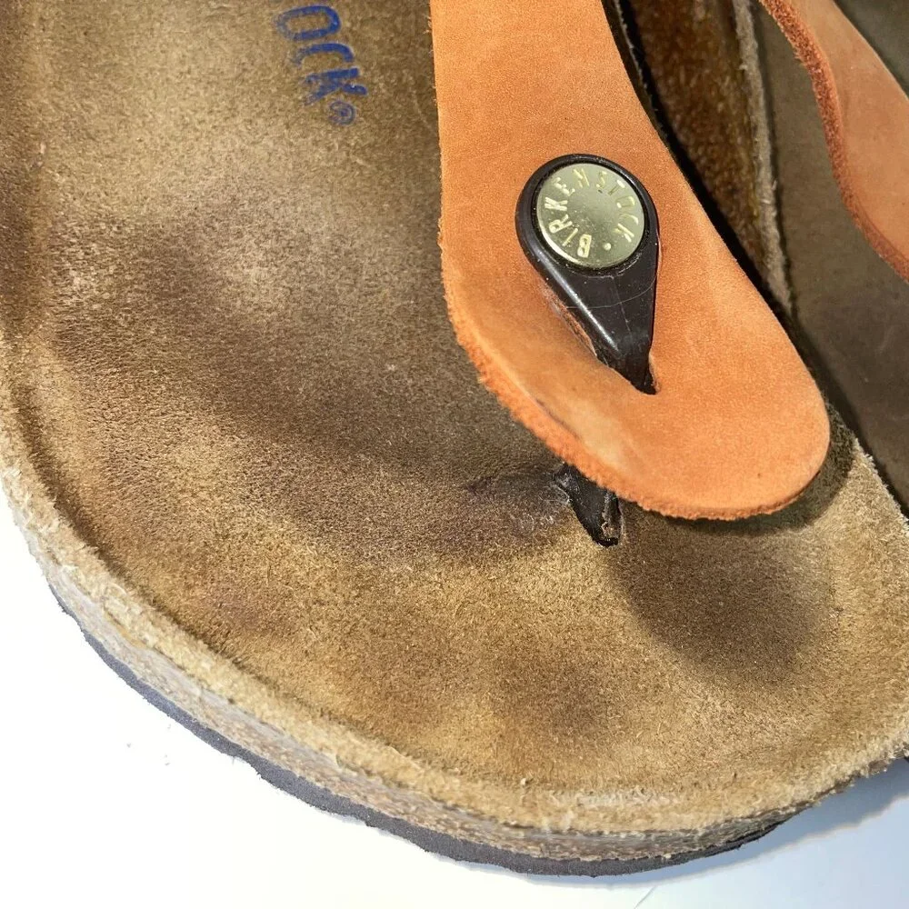 Birkenstock Gizeh Women's Leather Burnt Orange Thong Sandals Size 39 / US 8 - 8 - Picture 3 of 13